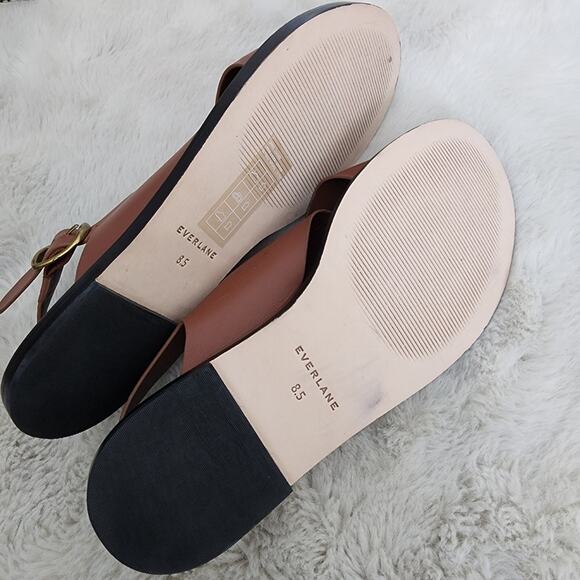 Everlane The City Crossover Sandal Brown Leather Rum Ankle Strap - Women’s 8.5 - Picture 9 of 10